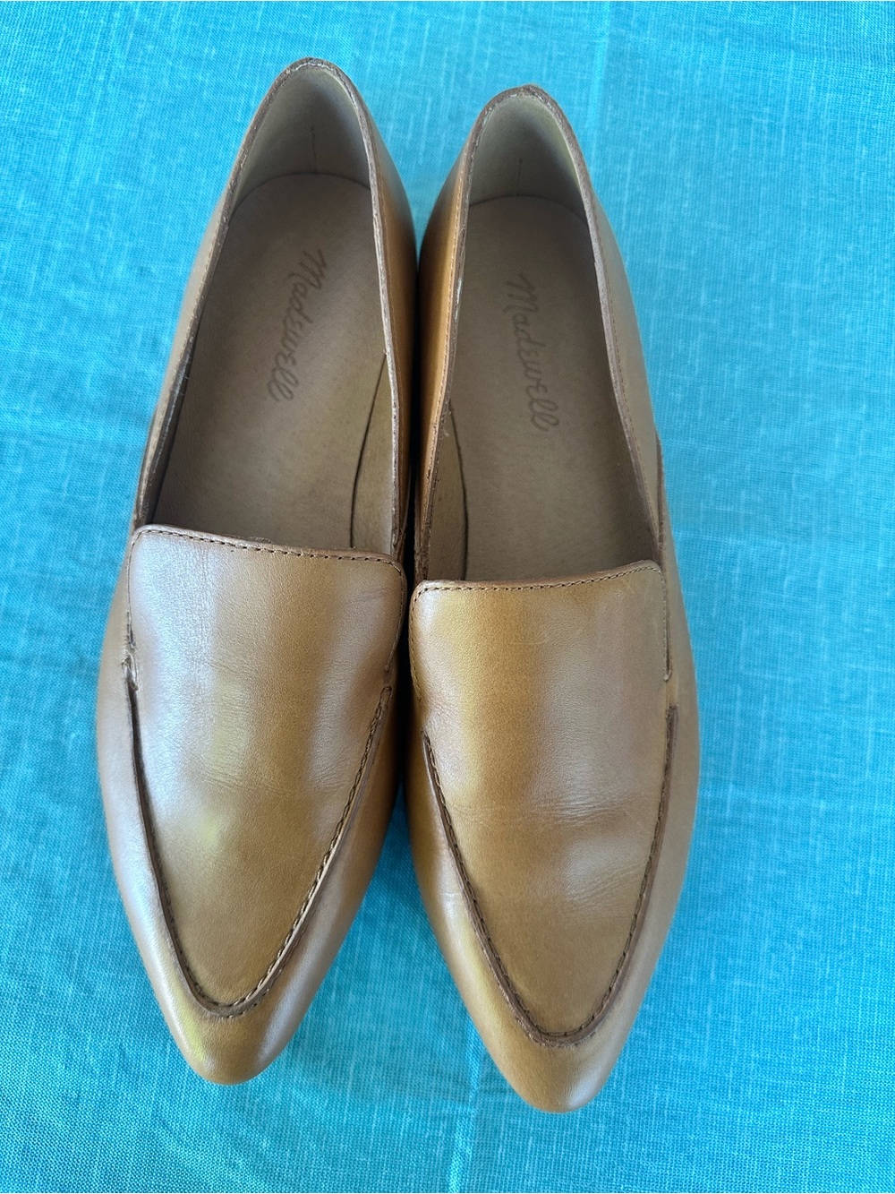 Madewell Tan Pointed Leather Loafers size 9